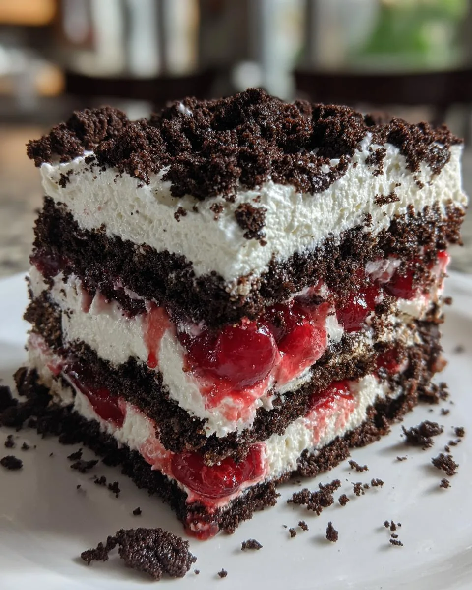 Cherry Oreo Icebox Cake - detail 2
