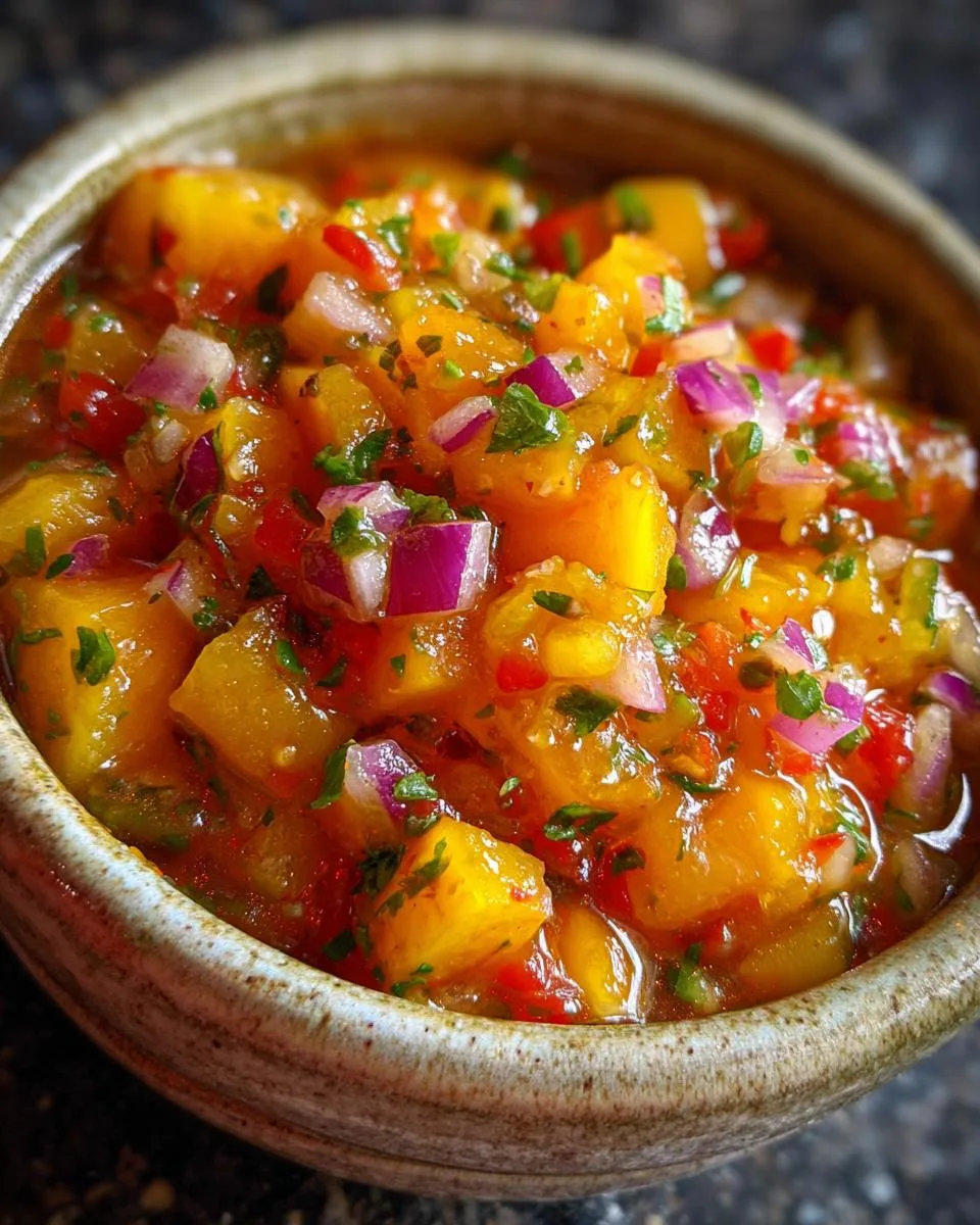 Spicy Crockpot Peach Salsa in Just 4 Simple Steps 6 Crockpot Peach Salsa - detail 1
