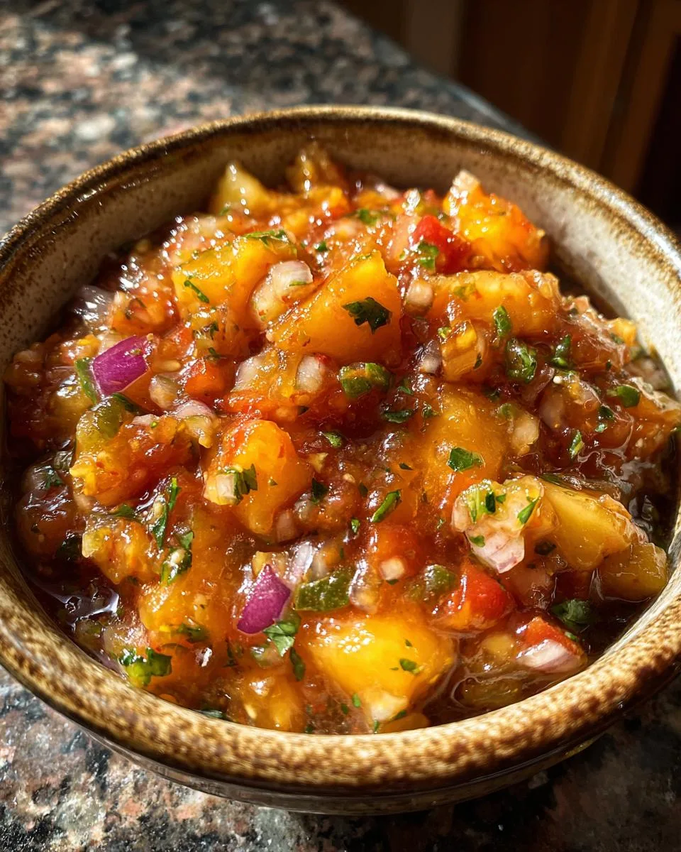 Spicy Crockpot Peach Salsa in Just 4 Simple Steps 7 Crockpot Peach Salsa - detail 2