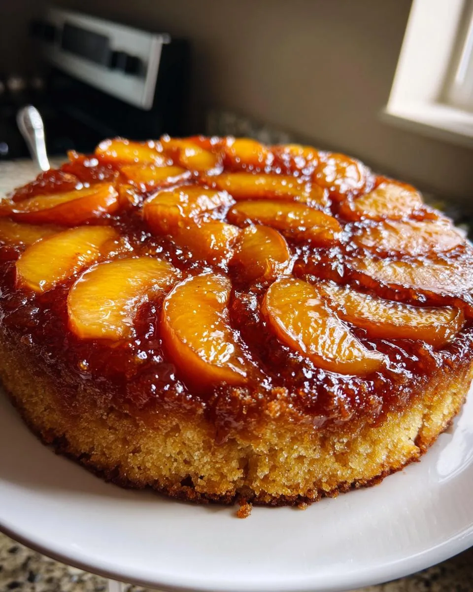 3-Hour Crockpot Peach Upside Down Cake - Peachy Perfection 7 Crockpot Peach Upside Down Cake - detail 2