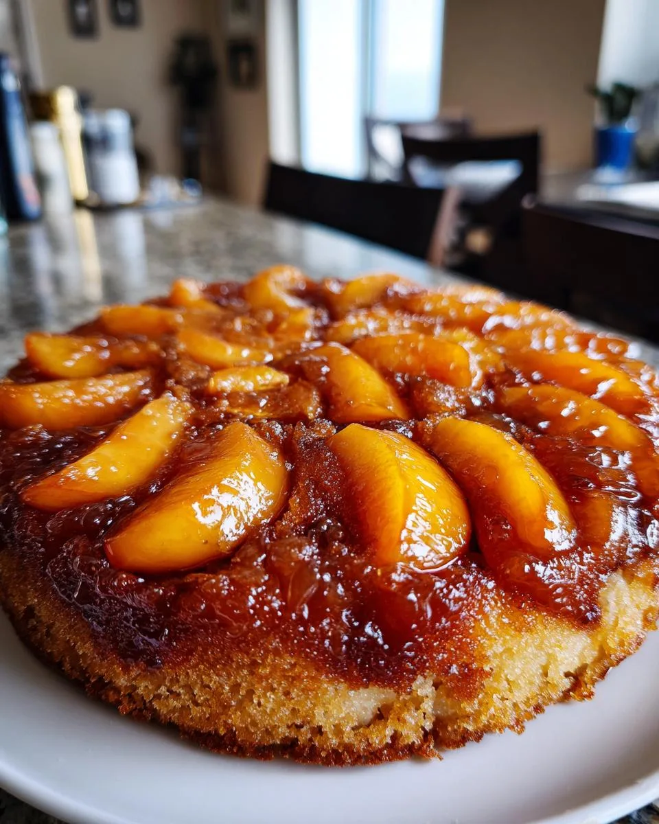 3-Hour Crockpot Peach Upside Down Cake - Peachy Perfection 8 Crockpot Peach Upside Down Cake - detail 3