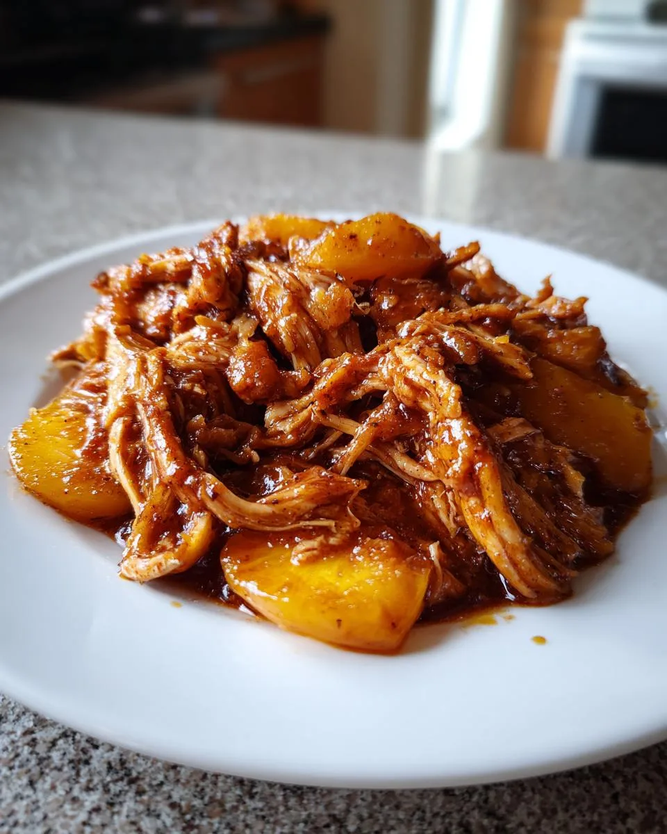 Juicy Crockpot Peach and Bourbon Chicken in 3 Easy Steps 6 Crockpot Peach and Bourbon Chicken - detail 1