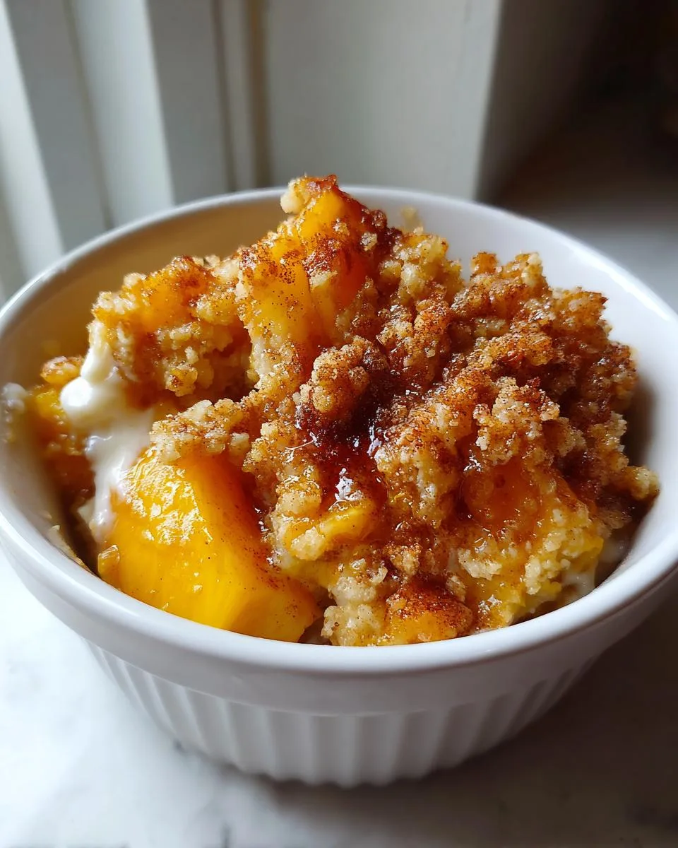 Crockpot Peach and Cream Cheese Dump Cake - detail 1