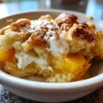 Crockpot Peach and Cream Cheese Dump Cake