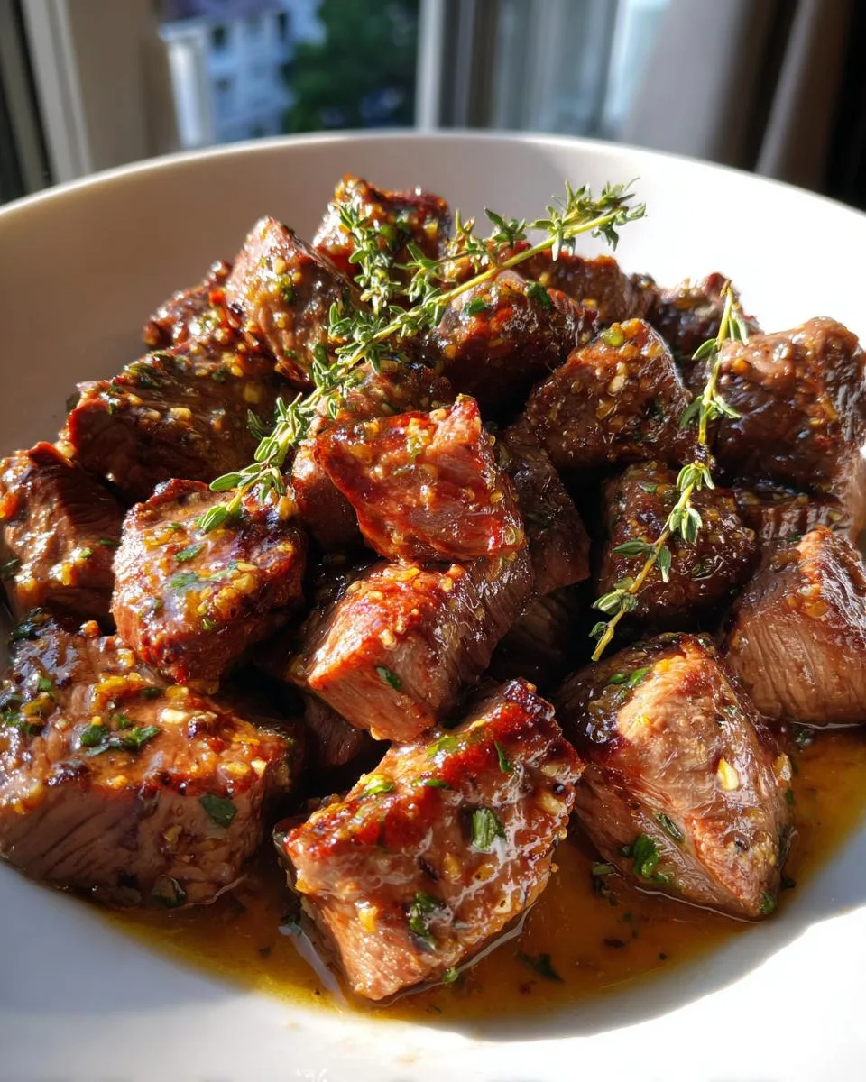 Keto Crockpot Garlic Butter Steak Bites - detail 2