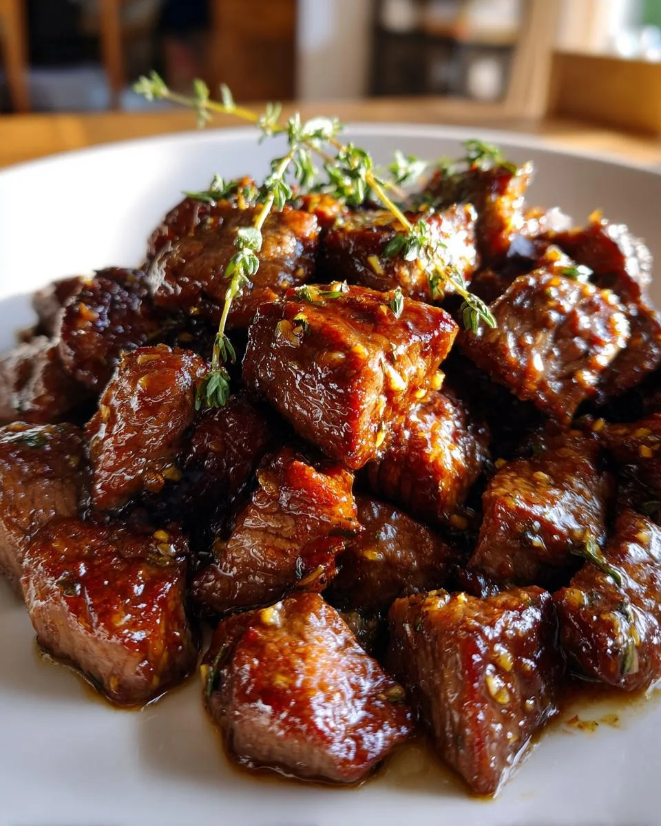 Keto Crockpot Garlic Butter Steak Bites - detail 3