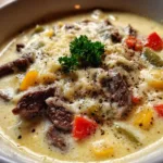 Keto Crockpot Philly Cheesesteak Soup