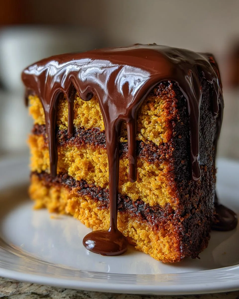 Irresistible Pumpkin Cake with Chocolate Ganache in 3 Steps 7 Pumpkin Cake with Chocolate Ganache - detail 3
