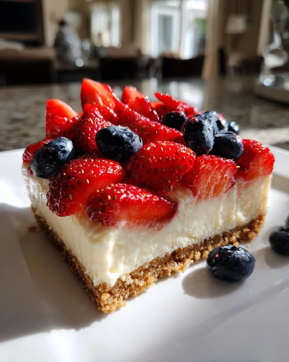 Irresistible Red, White and Blue Cheesecake Bars in 4 Easy Steps 7 Red, White and Blue Cheesecake Bars - detail 3