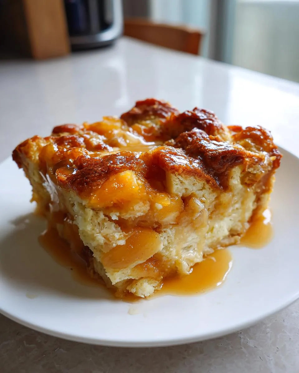 Slow Cooker Peach Bread Pudding - detail 2