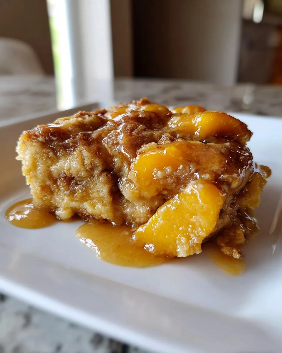 Slow Cooker Peach Bread Pudding - detail 3