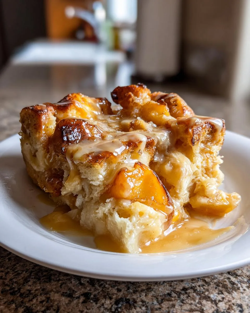 Slow Cooker Peach Bread Pudding - detail 4