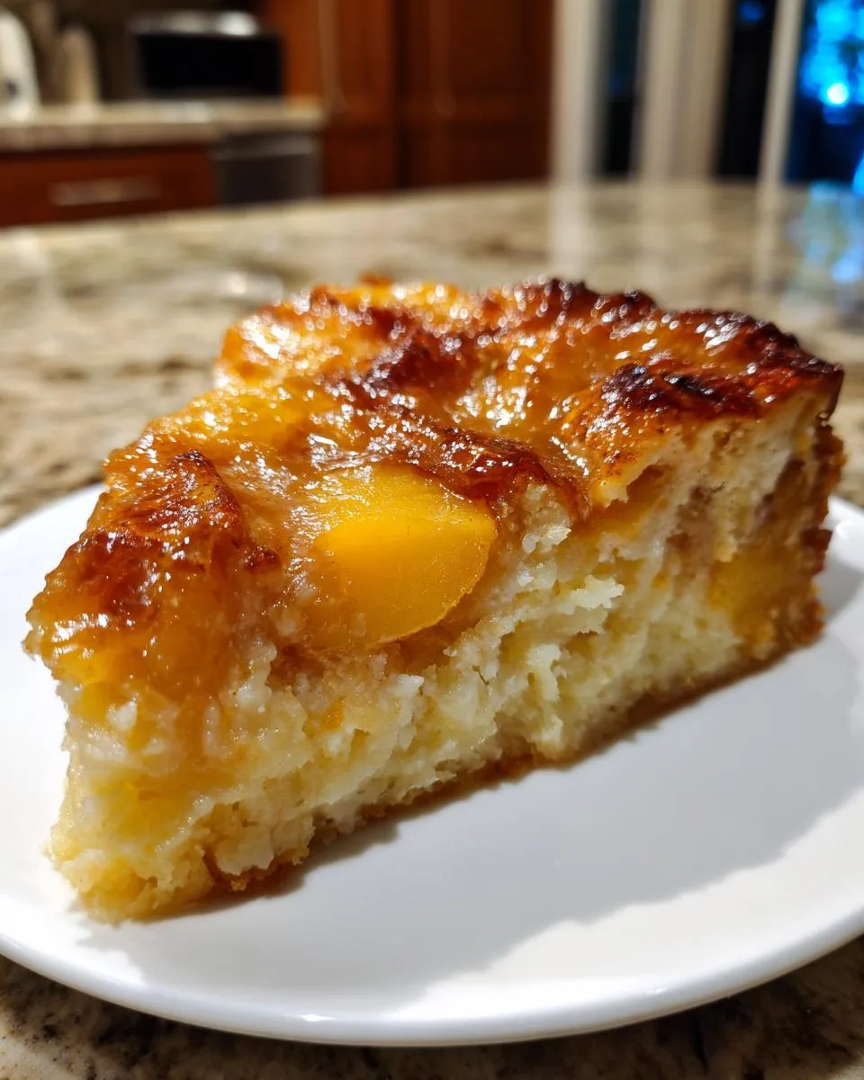 Slow Cooker Peach Buttercream Pudding - detail 1