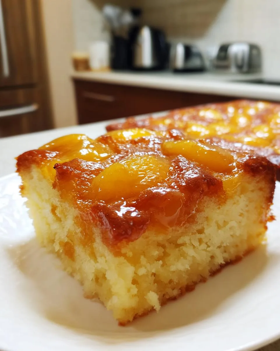 Slow Cooker Peach Buttercream Pudding - detail 2