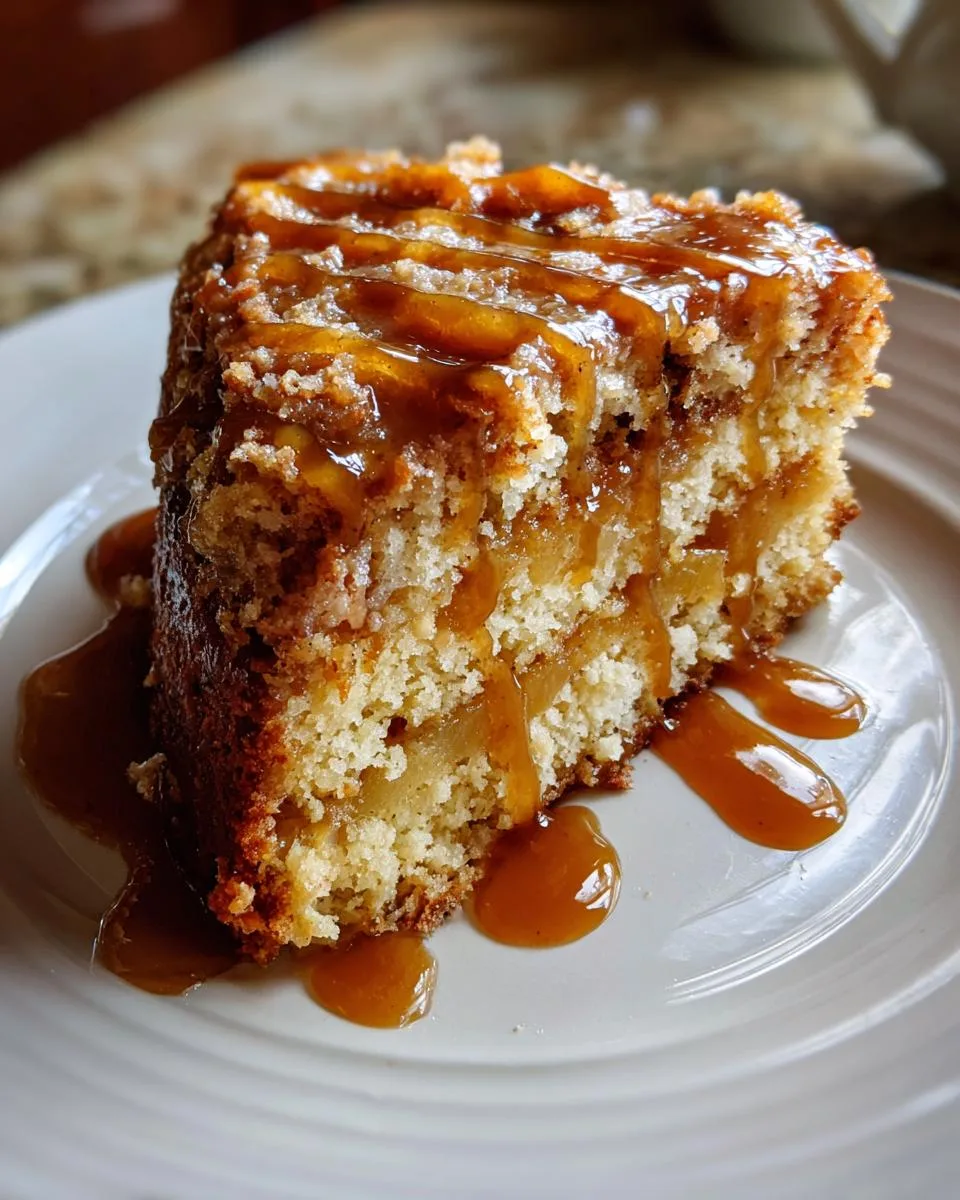 Slow Cooker Peach Cake with Caramel Sauce - detail 1