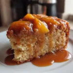 Slow Cooker Peach Cake with Caramel Sauce
