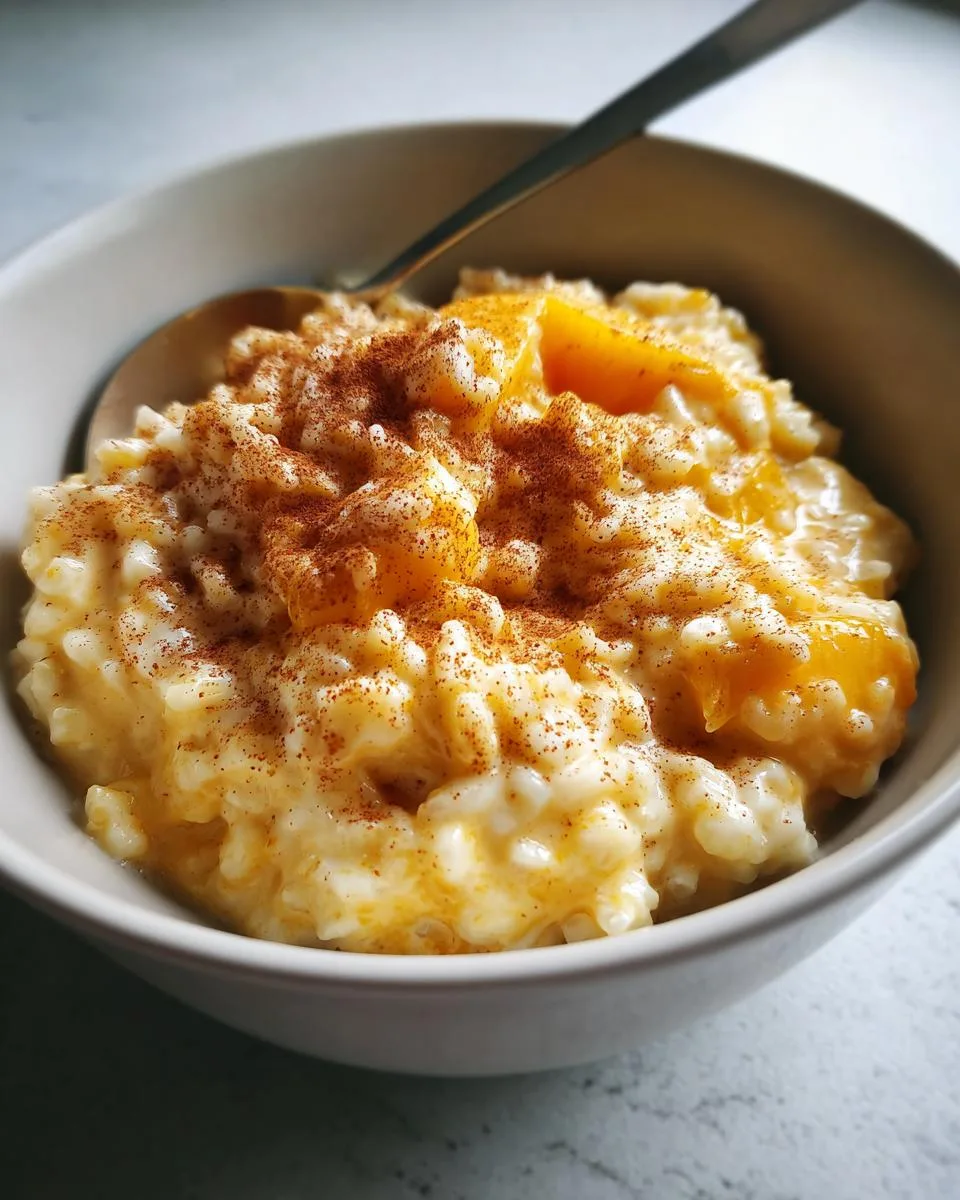 Creamy 4-Ingredient Slow Cooker Peaches and Cream Rice Pudding 7 Slow Cooker Peaches and Cream Rice Pudding - detail 2