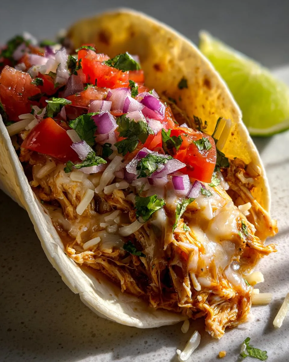 Slow Cooker Queso Chicken Tacos - detail 1