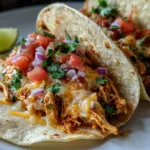 Slow Cooker Queso Chicken Tacos