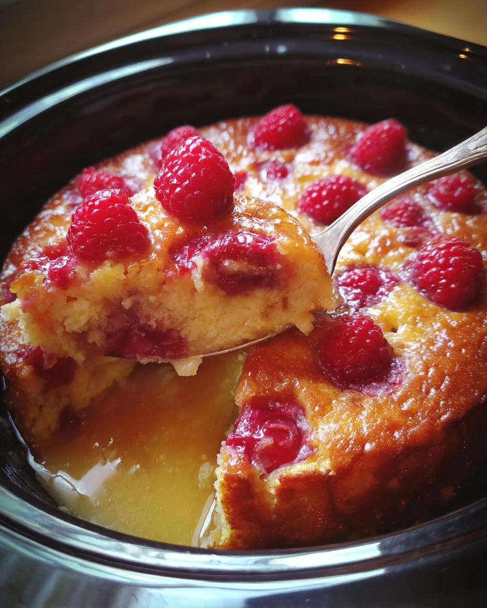 Slow Cooker Raspberry Lemon Pudding - detail 1