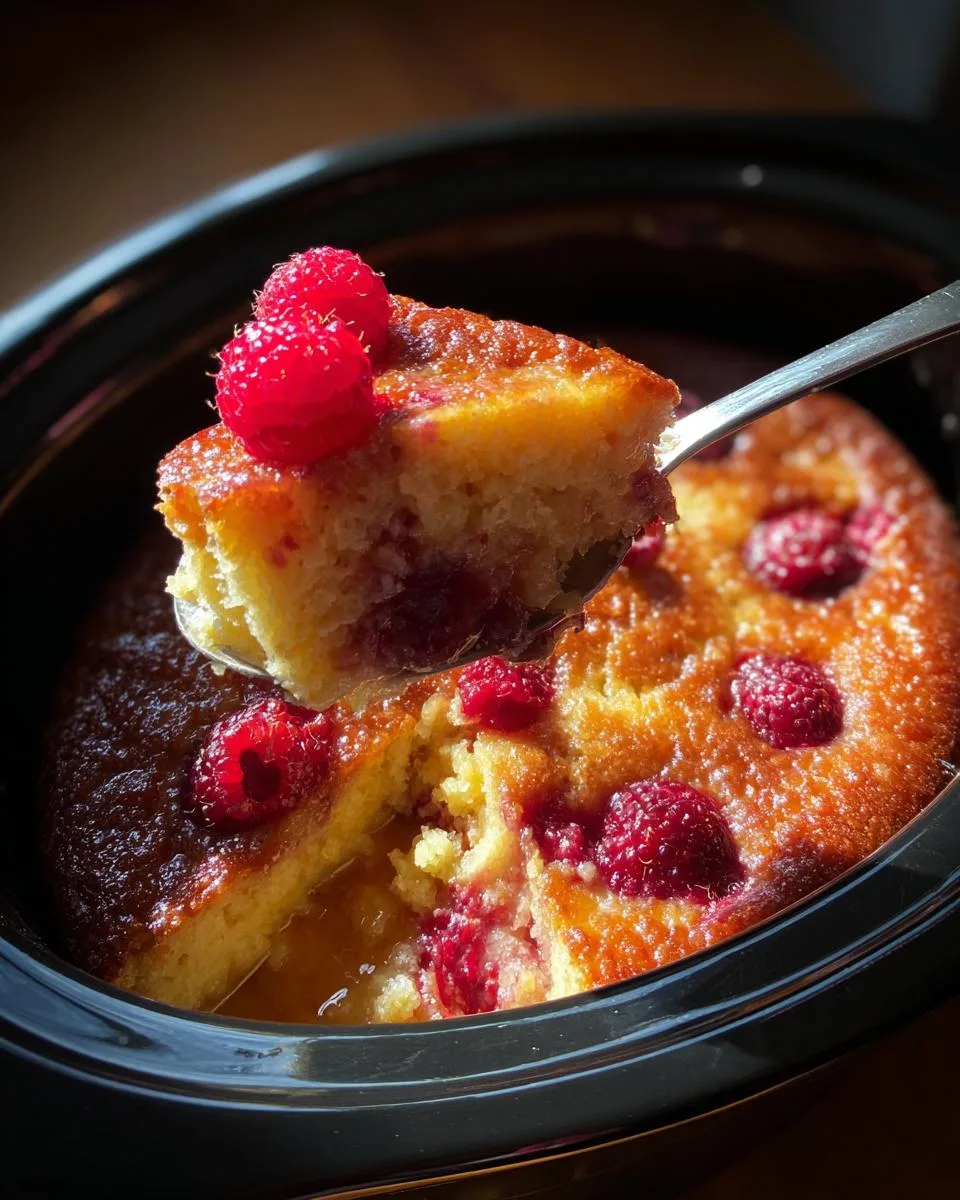 Slow Cooker Raspberry Lemon Pudding - detail 3