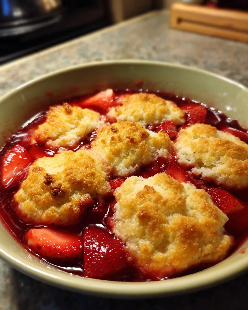 Slow Cooker Strawberry Cobbler - detail 1