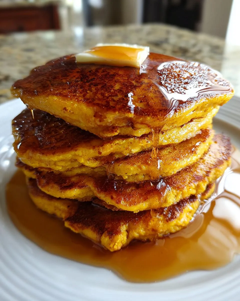 Fluffy Pumpkin Pancakes with Maple Syrup - detail 2