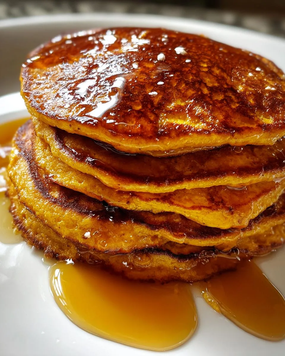 Fluffy Pumpkin Pancakes with Maple Syrup - detail 3