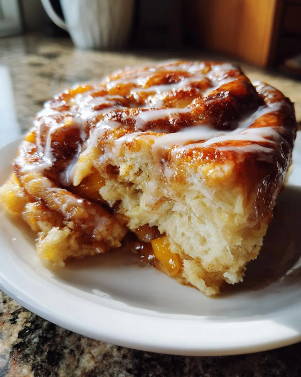 Peach cobbler cinnamon rolls - detail 1