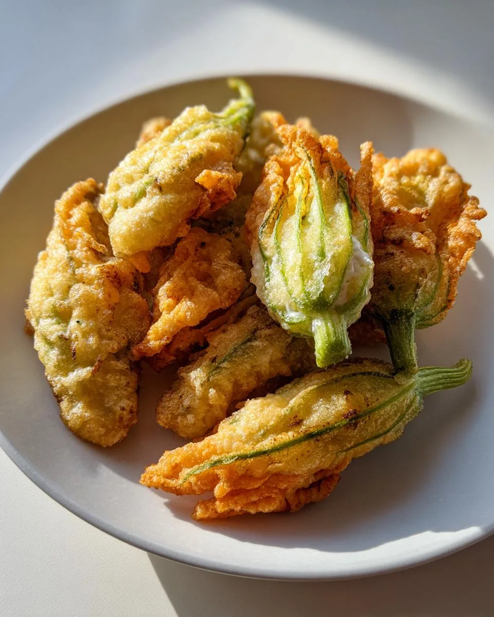 Irresistible Stuffed Zucchini Blossoms Recipe - 12 Golden Bites of Heaven 5 Stuffed Zucchini Blossoms - detail 2