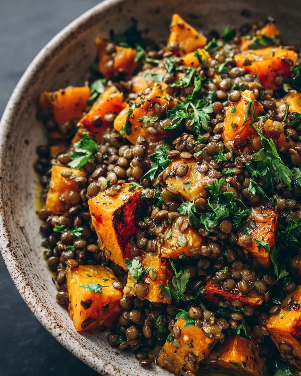 Warm Pumpkin Lentil Salad - detail 1