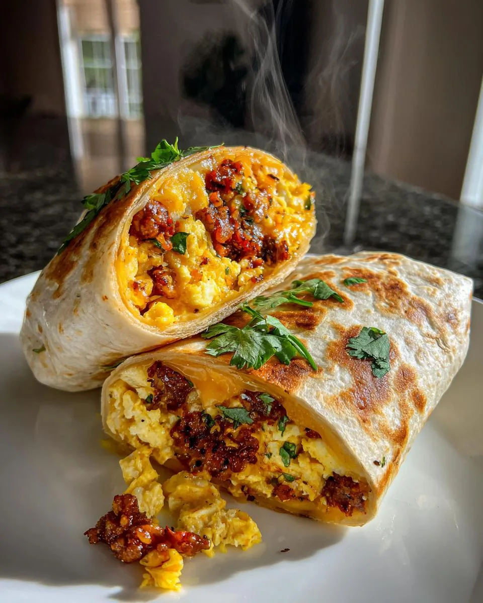 Breakfast Burritos with Chorizo and Eggs - detail 2