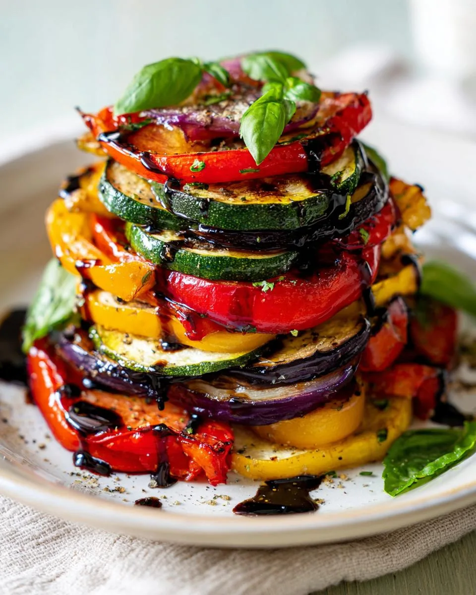 Balsamic Roasted Vegetable Tower: 1 Showstopping Dish for All Occasions 6 Balsamic Roasted Vegetable Tower - detail 1