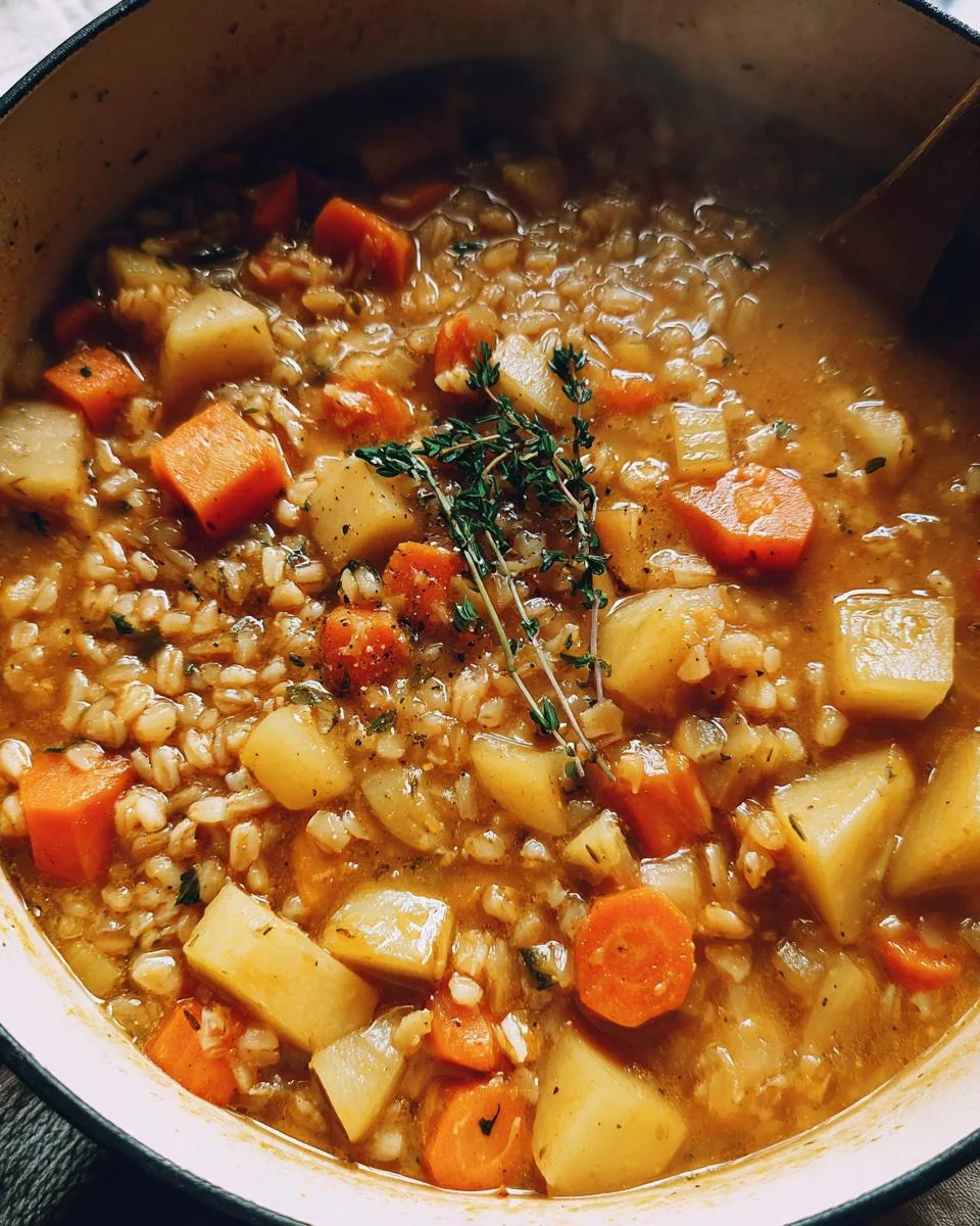 Hearty Barley and Root Vegetable Stew Warms Your Soul in 45 Minutes 3 Barley and Root Vegetable Stew - detail 1