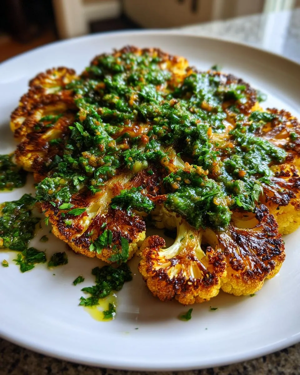 Cauliflower Steak with Chimichurri – 1 Amazing Meatless Meal 6 Cauliflower Steak with Chimichurri - detail 1