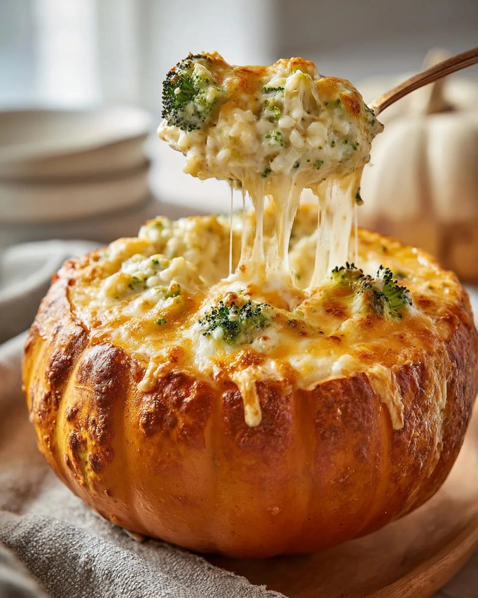 Cheesy Broccoli and Rice Stuffed Pumpkin - detail 1