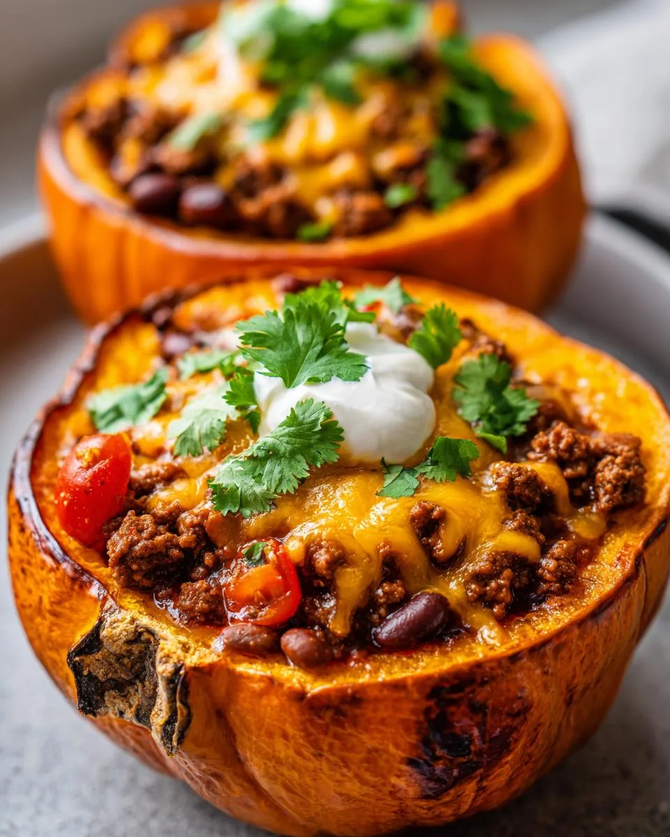Chili-Stuffed Pumpkin Bowls - detail 1