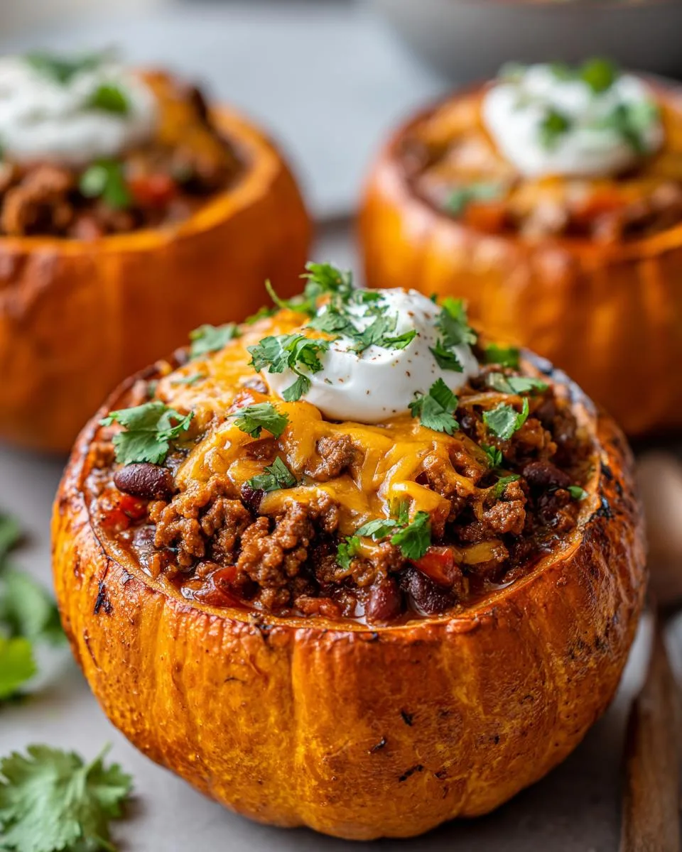 Chili-Stuffed Pumpkin Bowls - detail 2