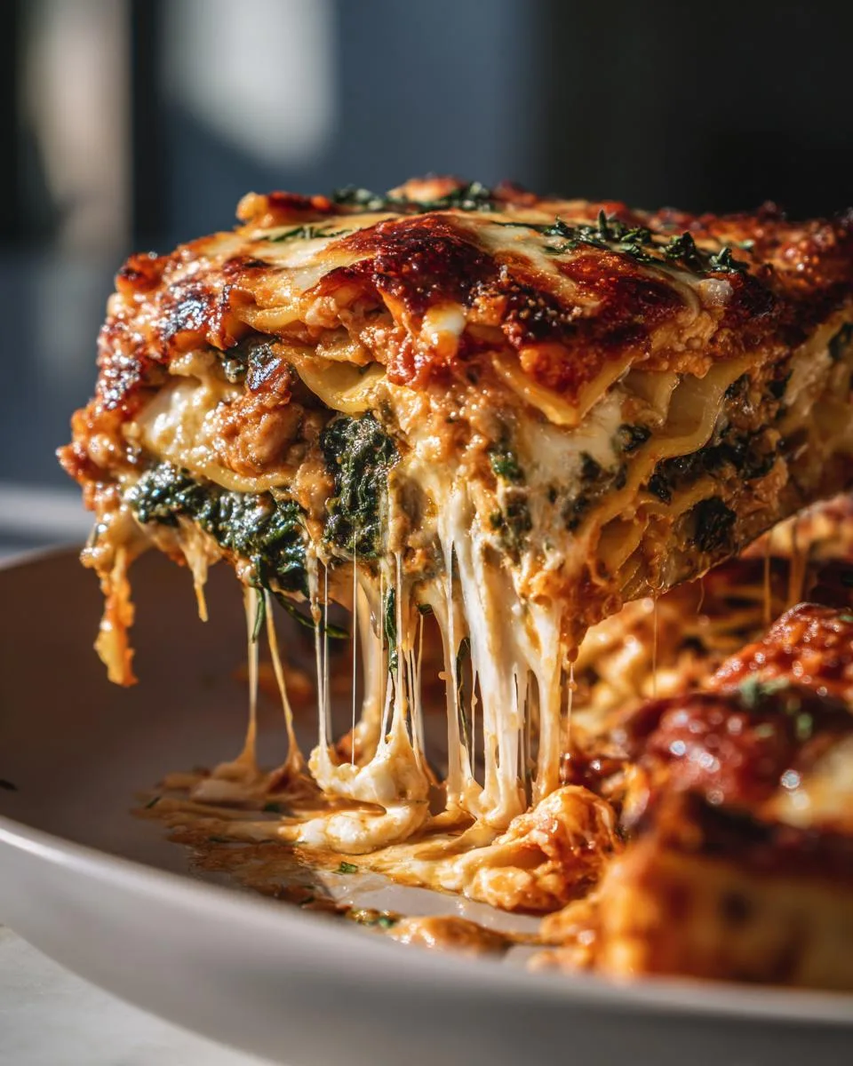 Mushroom and Spinach Lasagna - detail 2