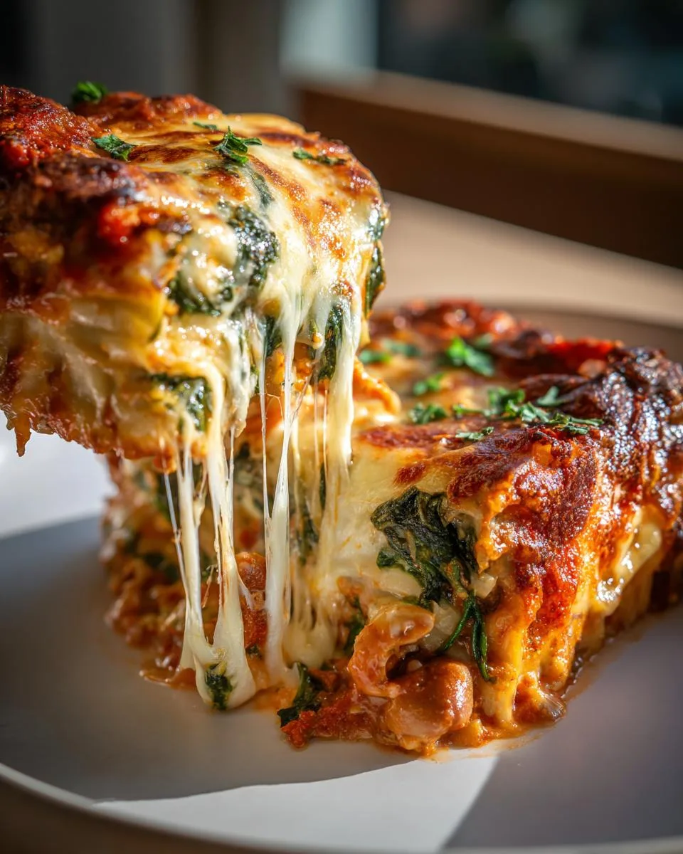 Mushroom and Spinach Lasagna - detail 3