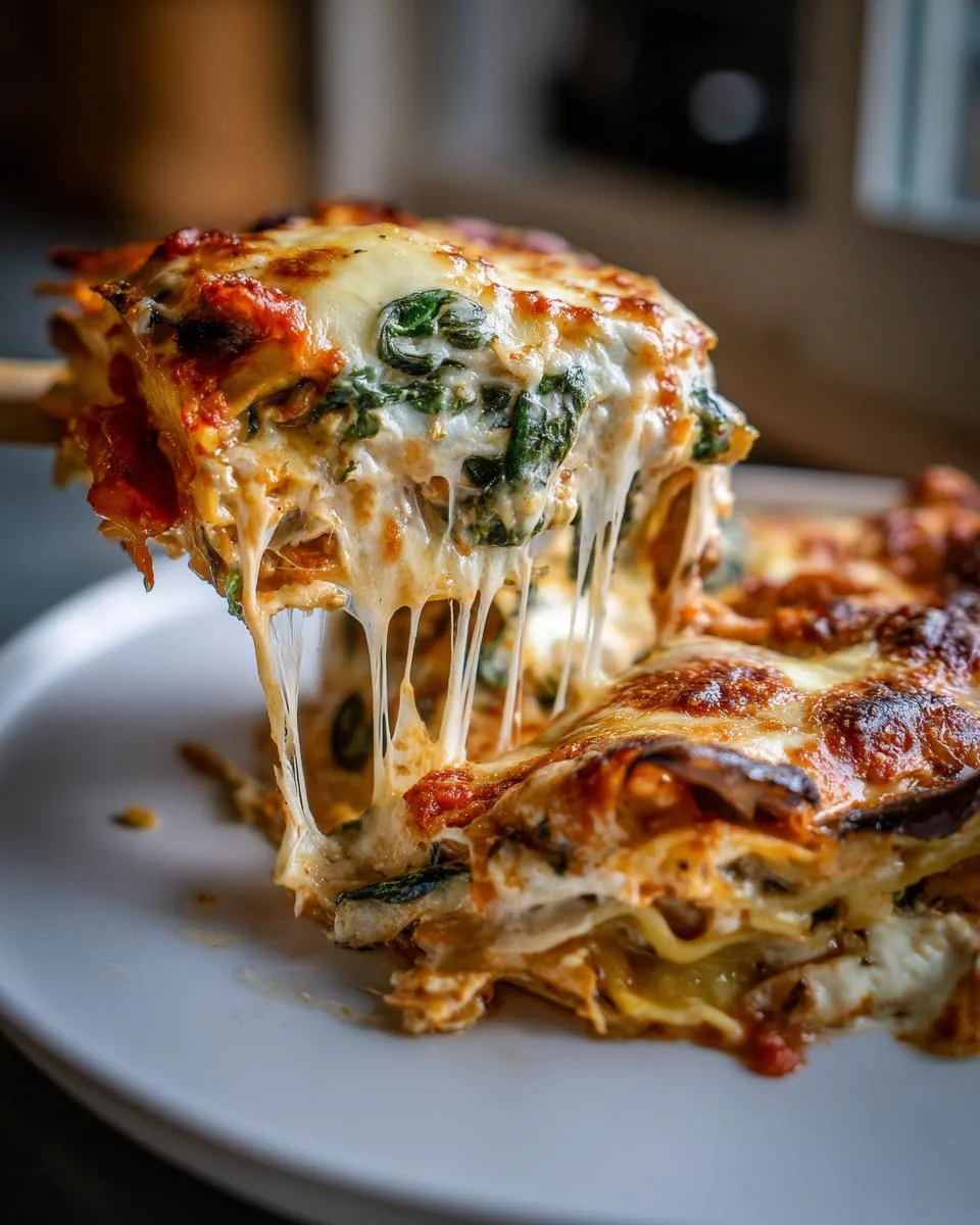 Mushroom and Spinach Lasagna - detail 4