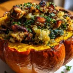 Mushroom and Spinach Stuffed Pumpkin