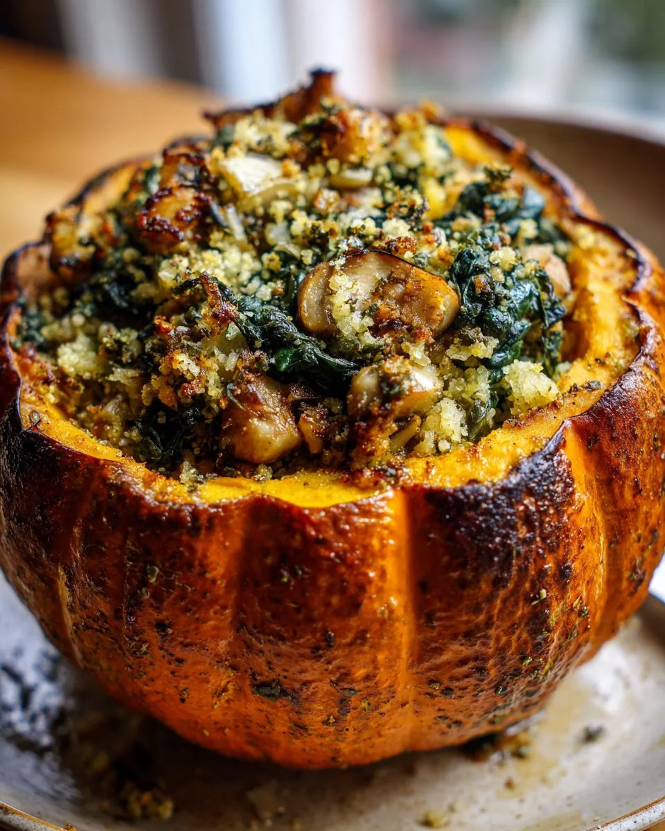 Mushroom and Spinach Stuffed Pumpkin - detail 3