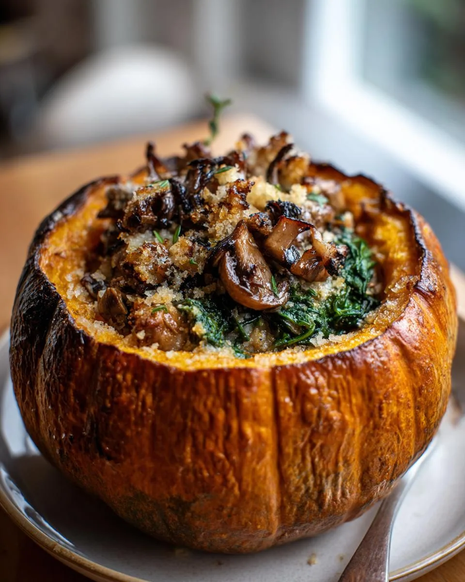 Mushroom and Spinach Stuffed Pumpkin - detail 4