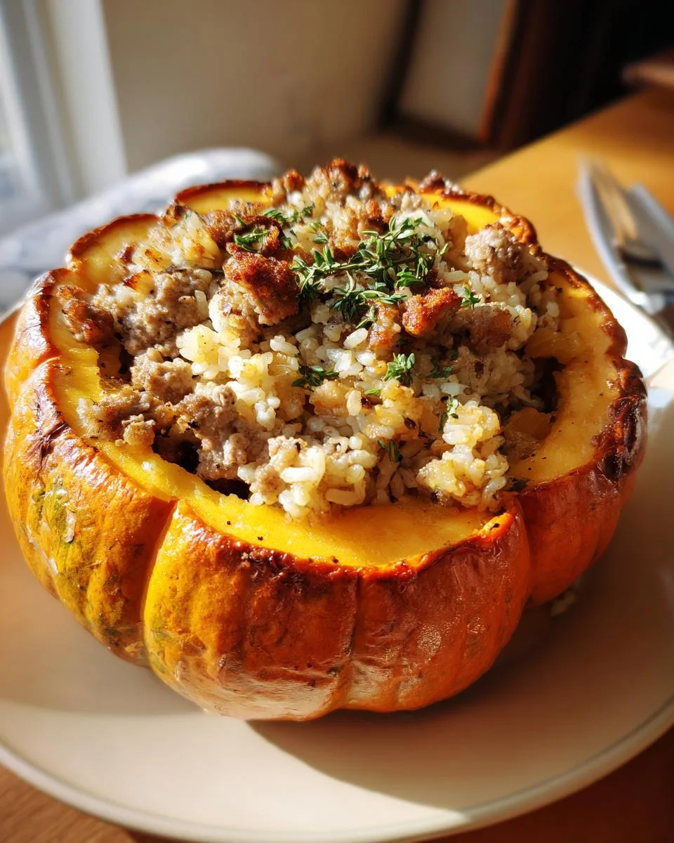 Sausage and Wild Rice Stuffed Pumpkin - detail 1