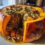 Sausage and Wild Rice Stuffed Pumpkin