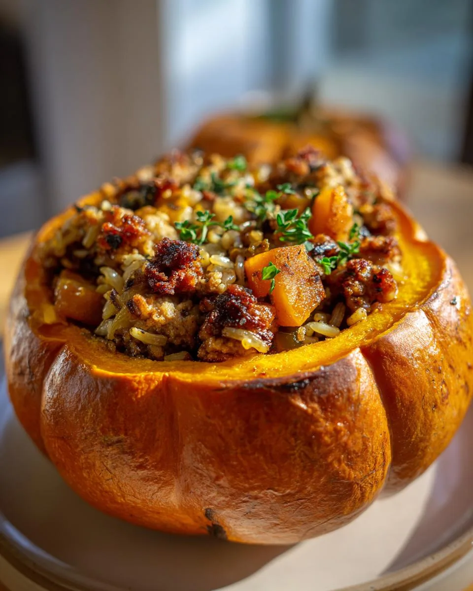 Sausage and Wild Rice Stuffed Pumpkin - detail 4