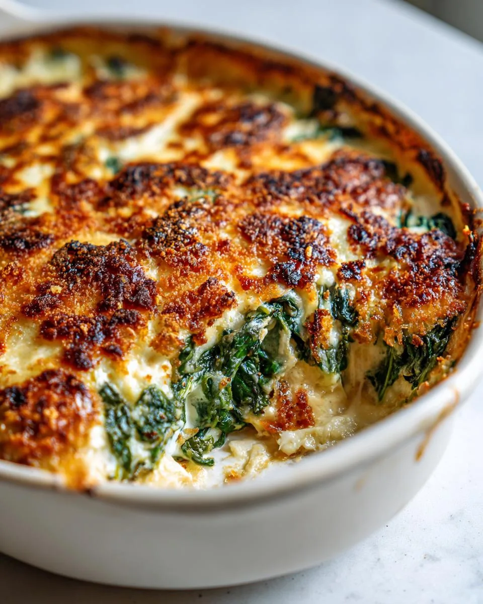 Irresistible Spinach Gratin Recipe with 2 Cheeses 7 Spinach Gratin - detail 2