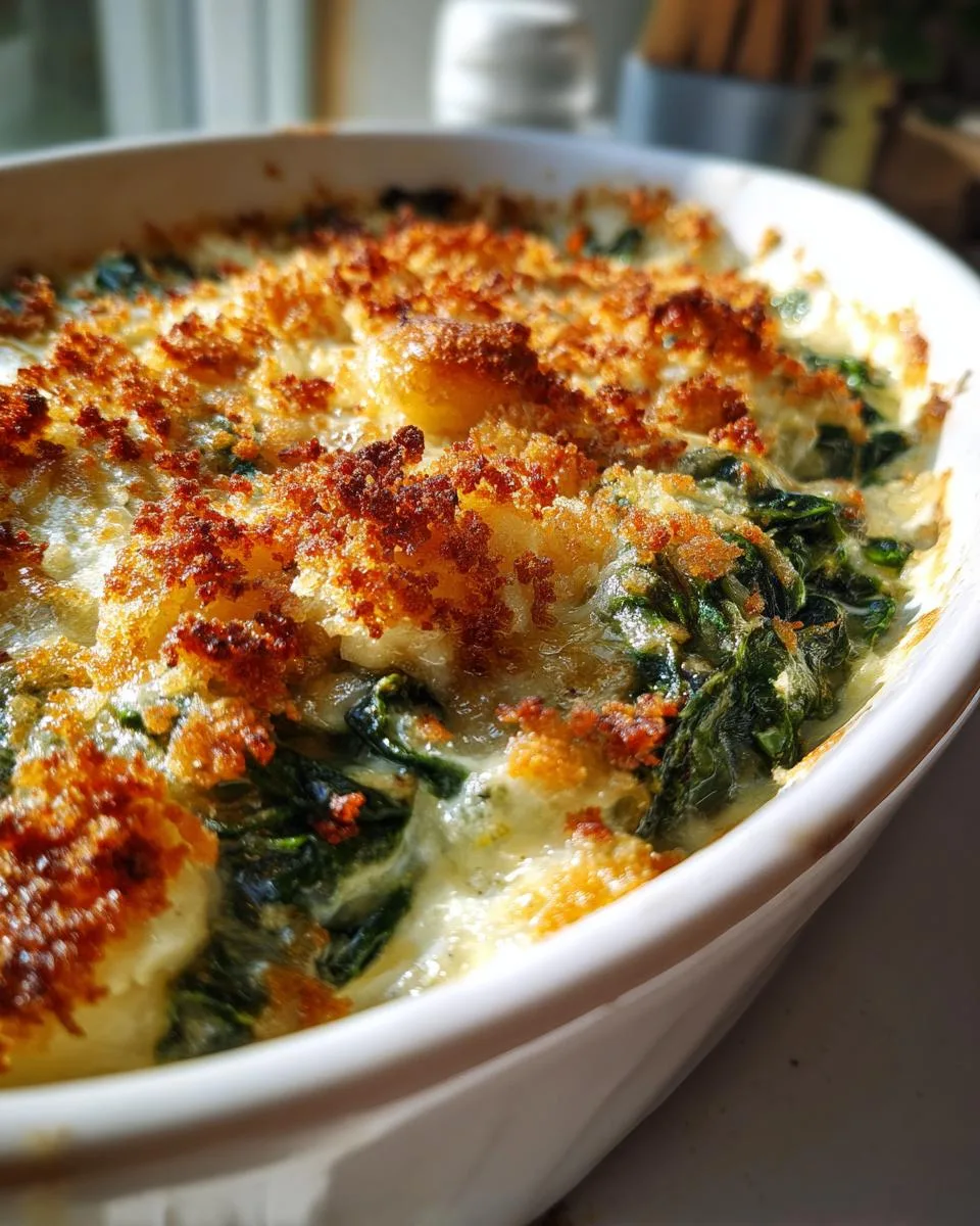 Irresistible Spinach Gratin Recipe with 2 Cheeses 8 Spinach Gratin - detail 3