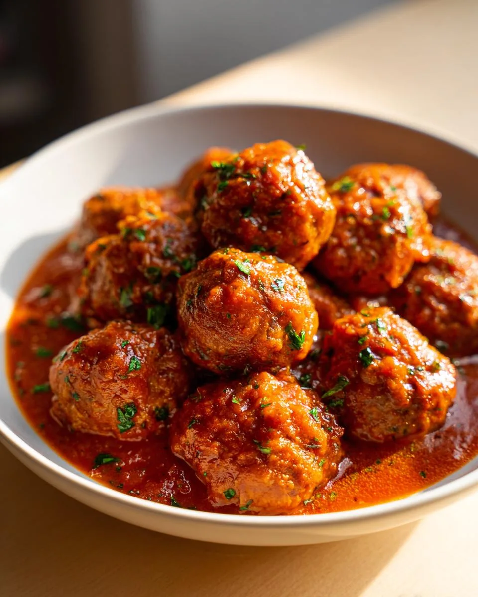 Hearty Vegan Meatballs in Tomato Gravy - 30-Minute Comfort 5 Vegan Meatballs in Tomato Gravy - detail 1